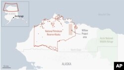 Map: Alaska's National Petroleum Reserve with the Willow Project area highlighted