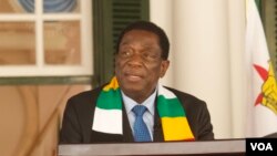 FILE: Zimbabwean President Emmerson Mnangagwa, pictured here in September 2023 in Harare, was scheduled to attend the closing ceremony of the Southern Africa International Renewable Energy Conference on March 1, 2024, but could not land due to a bomb scare.