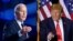 Presiden AS Joe Biden saat kampanye di Pearson Community Center. Las Vegas, Nevada, 4 Februari 2024; dan calon presiden dari Partai Republik Donald Trump saat berbicara di Concord, New Hampshire, 19 Januari 2024. (Foto: AFP)