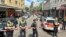 Police cordon off an area near the Reeperbahn in Hamburg, Germany, June 16, 2024. Police say officers have shot and wounded a man who was threatening them with an axe and a firebomb.