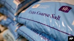 Salt is displayed for sale at Ankeny Hardware on Jan. 11, 2024, in Portland, Ore.