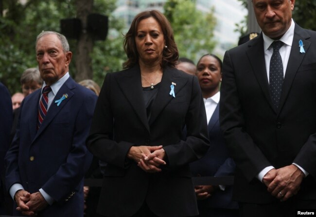 U.S. Vice President Kamala Harris attends a ceremony marking the 21st anniversary of the September 11, 2001 attacks on the World Trade Center at the 9/11 Memorial and Museum in the Manhattan borough of New York City, Sept. 11, 2022.