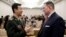 Chinese Defense Ministry spokesperson Wu Qian and Chad Sbragia, former Deputy Assistant Secretary of Defense for China at the Pentagon, chat at the Beijing Xiangshan Forum in Beijing, Oct. 30, 2023. 