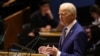 조 바이든 미국 대통령이 19일 뉴욕 유엔본부에서 제78차 유엔 총회 고위급 일반토의 일정 중 연설하고 있다.