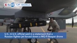 VOA60 World - Russian fighter forced down U.S. drone, U.S. officials said