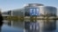 FILE - A giant canvas promoting the European elections is seen on the European Parliament on April 11, 2024 in Strasbourg, eastern France.