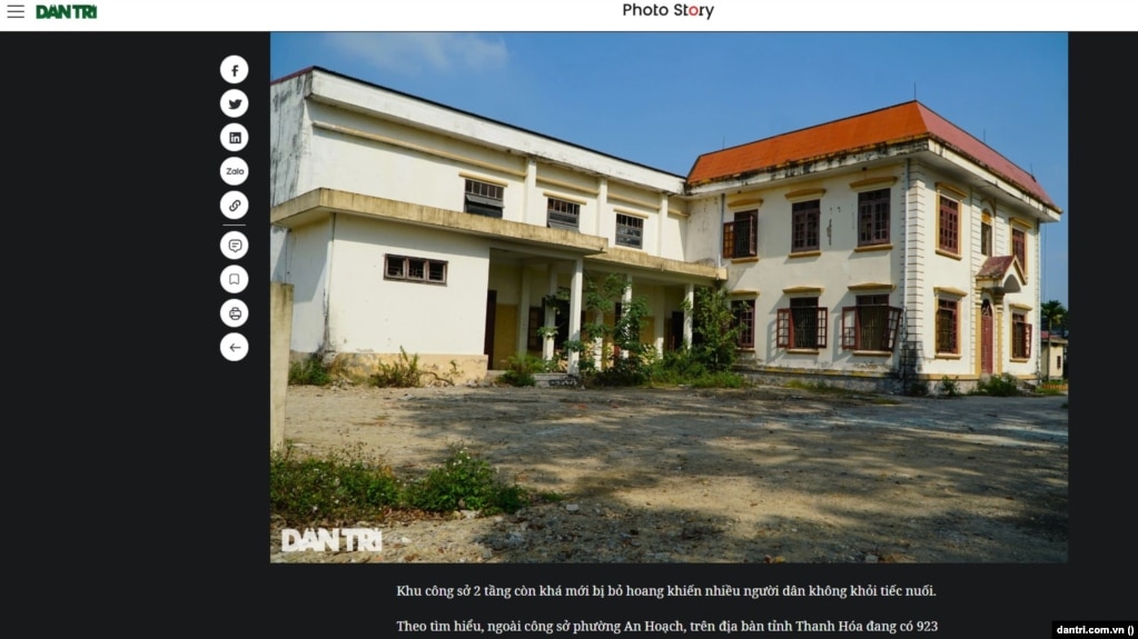 Một tòa nhà bỏ hoang ở Thanh Hóa. (Hình: Screenshot từ dantri.com.vn)