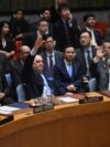 Security Council members vote on a resolution allowing Palestinian U.N. membership at U.N. headquarters in New York, April 18, 2024. The United States vetoed the Palestinian bid for full membership.