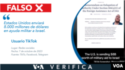 Circula desinformación sobre supuestos apoyo económico de EEUU a Israel también en TikTok.