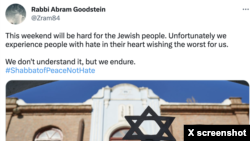 A screenshot of a tweet by a rabbi on Feb. 23, 2023, in advance of what a white nationalist group declared would be a "National Day of Hate," a day they urged followers to take "MASS ANTI-SEMITIC ACTION." But the day came and went without incident.