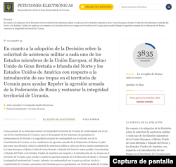 Captura de la petición publicada en la web y traducida automáticamente al español.