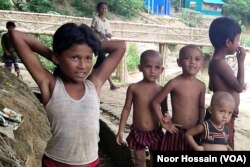 An undated photo of Rohingya refugee children at a settlement in Cox’s Bazar, Bangladesh. According to the UN, more than one-third of Rohingya children in Bangladesh are stunted and underweight.