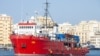 FILE - Kapal Sea-Eye 4 mengangkut para migran yang diselamatkan di laut Mediterania, tiba di pelabuhan Trapani, Sisilia, 07 November 2021. (Giovanni ISOLINO / AFP)