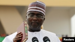 FILE - Ghana's Vice-President Mahamudu Bawumia is sworn in at the Independence square in Accra, Ghana on January 7, 2017. 