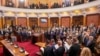 Serbia's new Prime Minister Milos Vucevic and ministers of the new government of Serbia read their oaths at the Serbian Parliament building in Belgrade, Serbia, May 2, 2024. 