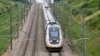 A high-speed train by French railway company SNCF travels on the Bordeaux-Paris route at reduced speed, at Chartres, northern France on July 26, 2024.