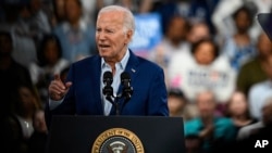 FILE - President Joe Biden speaks at a campaign rally in Raleigh, N.C., June. 28, 2024. 