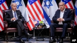 Presiden AS Joe Biden bertemu Perdana Menteri Israel Benjamin Netanyahu, di Tel Aviv, Israel, hari Rabu 18 Oktober 2023.