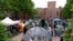 George Washington University students set tents in the campus during a pro-Palestinian protest against the Israel-Hamas war, April 25, 2024, in Washington.