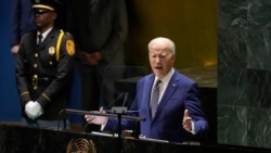 Presiden AS Joe Biden ketika menyampaikan pidato di depan Sidang Umum PBB 2023, pada 19 September 2023 (Foto: AP/Susan Walsh). 