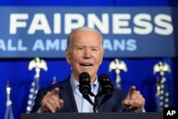 President Joe Biden speaks at a campaign event in Scranton, Pennsylvania, on April 16, 2024. Biden has kicked off three consecutive days of campaigning in his childhood hometown of Scranton, Pennsylvania.