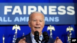 Presidenti Biden duke folur gjatë një aktiviteti elektoral në Scranton (16 prill 2024)