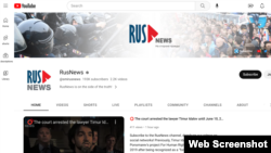 A portion of RusNews' YouTube channel page, with English translation.