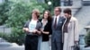 FILE - American journalist Nicholas Daniloff, second from right, poses in Washington, D.C., Oct. 1, 1986, after his release from custody following his arrest in Moscow.