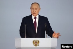 Prezident Vladimir Putin Qrimdan turib, Rossiya parlamentiga murojaat qildi, 21-fevral, 2023