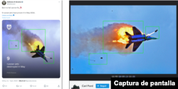 Comparación entre la publicación hecha por el Ministerio de Defensa ucraniano y la imagen publicada por Carl Ford.