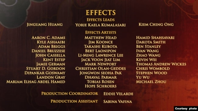 Nama Yorie Kumalasari di akhir film "Kung Fu Panda 4" (dok: Yorie Kumalasari)