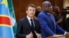 Emmanuel Macron, Presidente francês, e Felix Tshisekedi, Presidente da República Democrática do Congo, em conferência de imprensa, em Kinshasa, 4 Março 2023