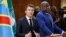 Emmanuel Macron, Presidente francês, e Felix Tshisekedi, Presidente da República Democrática do Congo, em conferência de imprensa, em Kinshasa, 4 Março 2023