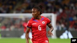 Haiti's Melchie Dumornay controls the ball during a Women's World Cup soccer match against England in Brisbane, Australia, on July 22, 2023.