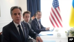 U.S. Secretary of State Antony Blinken attends a bilateral meeting with Ukraine Foreign Minister Dmytro Kuleba on the sidelines of the G7 foreign ministers meeting on Capri Island, Italy, April 18, 2024.