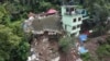Buildings are seen collapsed following heavy rains in Mandi, Himachal Pradesh, India, Aug. 24, 2023. 