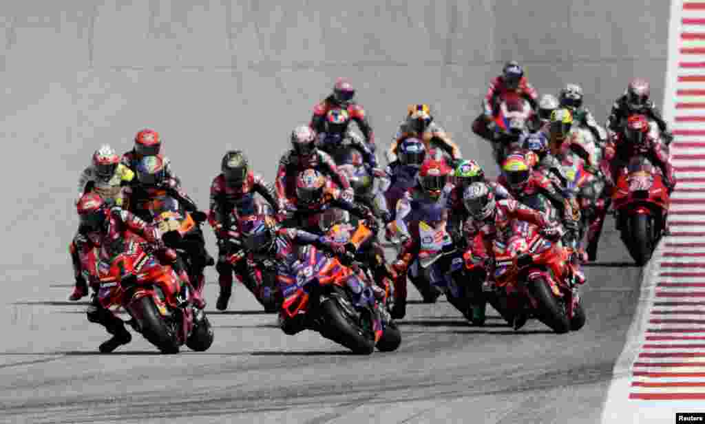 Riders compete in the ModoGP Austrian Grand Prix at the Red Bull Ring in Spiellberg, Austria.