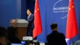 资料照：被称为“战狼”的时任中国外交部发言人赵立坚在记者会上。（2022年3月18日）