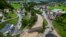 A flooded area is seen in the village Stahovica, near the town of Kamnik, Slovenia, on Aug. 4, 2023.