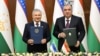 Uzbek President Shavkat Mirziyoyev, left, and Tajik President Emomali Rahmon pose after signing documents in Dushanbe, Tajikistan, on April 18, 2024. Tajikistan has been under one man's rule for over 30 years. The last time the leader changed in Uzbekistan was in 2016.