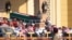 The coffin of Kuwait's late Emir Sheikh Nawaf al-Ahmad Al-Sabah is carried out of the Bilal bin Rabah Mosque in Kuwait City ahead of burial during his funeral,
Dec. 17, 2023. 