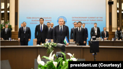 Uzbek President Shavkat Mirziyoyev attends the emergency summit of the Organization of Turkic States, Ankara, Turkey, March 16, 2023. (president.uz)