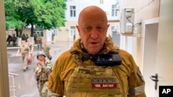 In this image from video released by Prigozhin Press Service, Yevgeny Prigozhin, the owner of the Wagner Group, records a video address in Rostov-on-Don, Russia, June 24, 2023.