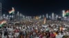 Supporters attend an election rally addressed by Dravida Munnetra Kazhagam (DMK) leader and Chief Minister of Tamil Nadu state, M. K. Stalin, ahead of country's general elections, on the outskirts of southern Indian city of Chennai, April 15, 2024.