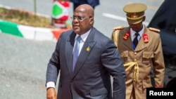 FILE - Democratic Republic of Congo's President Felix Tshisekedi arrives for a summit in Bujumbura, Burundi, May 6, 2023. He arrived in Botswana's capital Tuesday and is expected to talk to regional bloc leaders about plans to send troops to DRC to help fight rebels in its east.