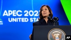 Kamala Haris na Azijsko-pacifičkom forumu (APEC) u San Francisku, novembar 2023. (Foto:Doug Mills/The New York Times via AP, Pool)