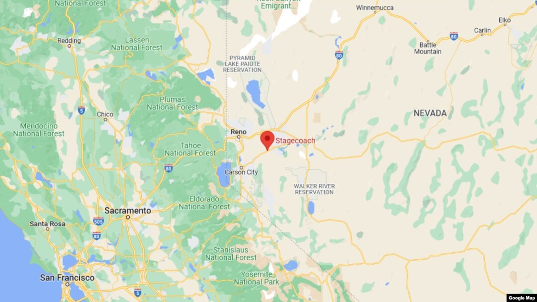 Peta yang menunujukkan wilayah Stagecoach, Nevada. (Foto: Google Map)