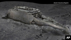 Researchers have completed the first full-size digital scan of the Titanic wreck, showing the entire relic in unprecedented detail and clarity, the companies behind a new documentary on the wreck said May 18, 2023. (Atlantic/Magellan via AP)