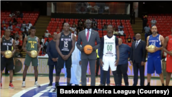 Screen grab of the Basketball Africa League's season three opener between the ABC Fighters of Ivory Coast and Senegal's AS Douanes on March 11, 2023. 
