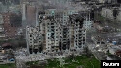 FILE - An aerial view shows destructions in the frontline town of Bakhmut, in Donetsk region, May 21, 2023. (Press Service of the 93rd Kholodnyi Yar Separate Machanized Brigade of the Ukrainian Armed Forces/Handout via Reuters)